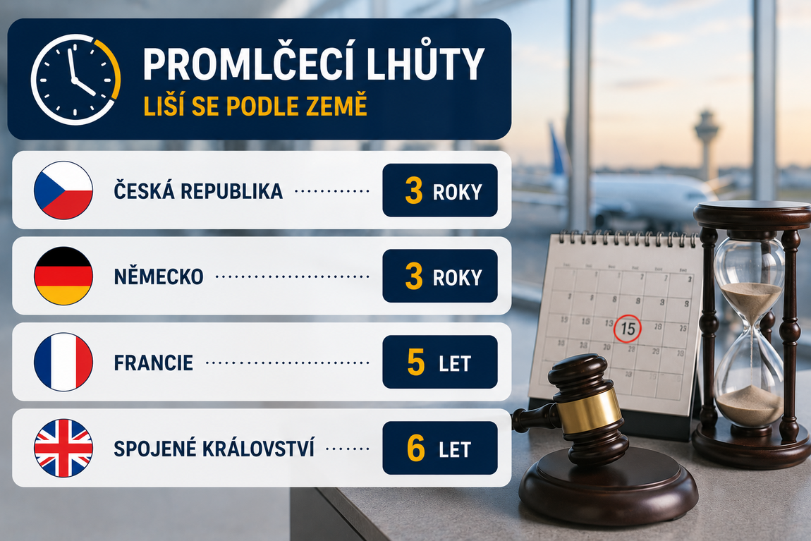 Nárok na kompenzaci se v ČR promlčuje po třech letech podle nařízení EU.